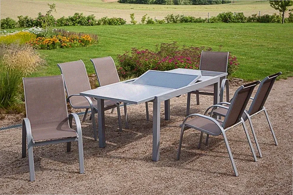 MX Alu Gartenmöbel Amalfi taupe 7tlg. Esstischgruppe Balkonmöbel Terrassenmöbel