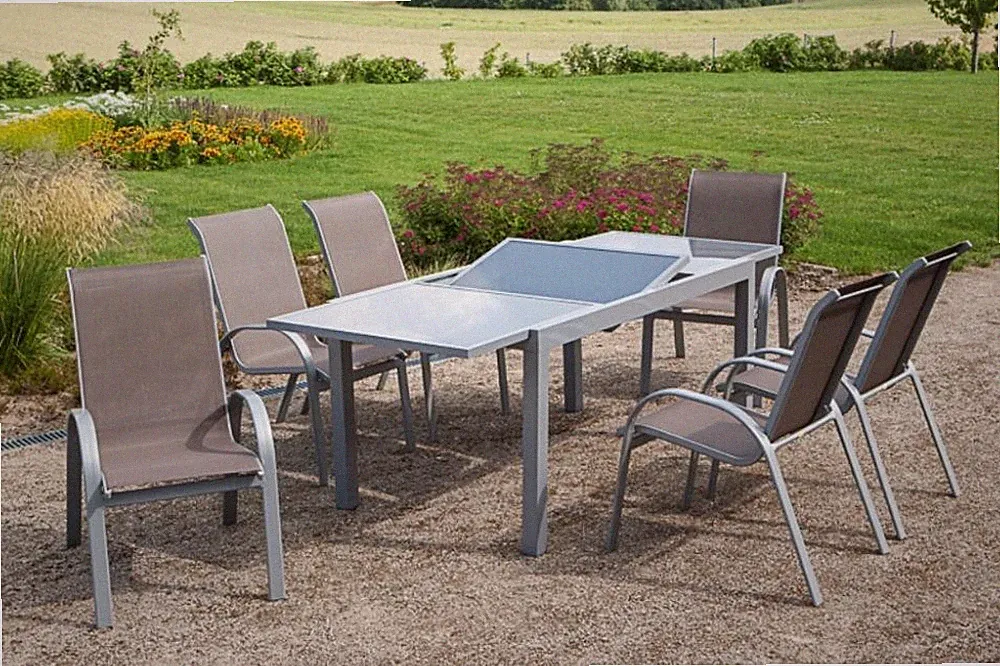 MX Alu Gartenmöbel Amalfi taupe 7tlg. Esstischgruppe Balkonmöbel Terrassenmöbel