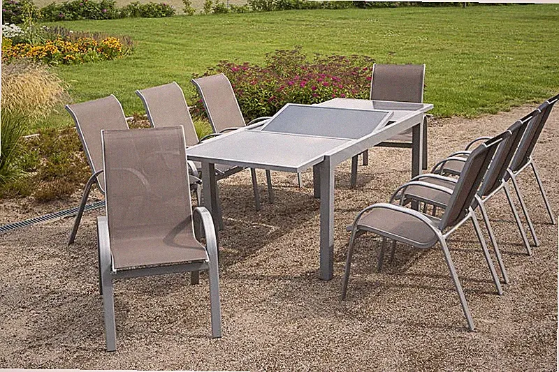 MX Alu Gartenmöbel Amalfi taupe 9tlg. Terrassenmöbel Balkonmöbel Gartengarnitur