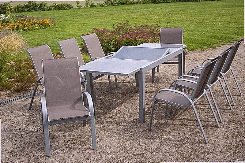 MX Alu Gartenmöbel Amalfi taupe 9tlg. Terrassenmöbel Balkonmöbel Gartengarnitur