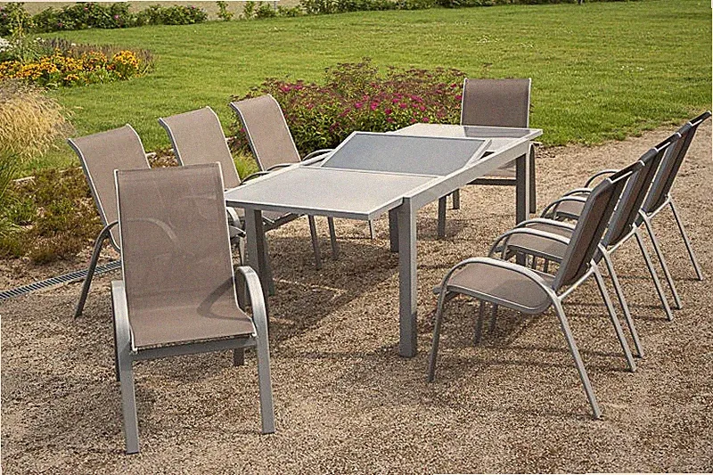 MX Alu Gartenmöbel Amalfi taupe 9tlg. Terrassenmöbel Balkonmöbel Gartengarnitur
