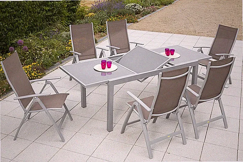 MX Alu Gartenmöbel Carrara taupe 7tlg. Balkonmöbel Terrassenmöbel Esstisch