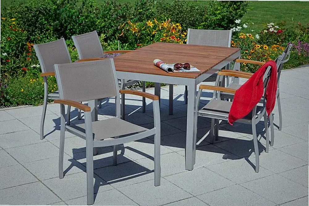 MX Alu Gartenmöbel Set Naxos 7tlg. Esstisch Balkonmöbel Terrassenmöbel
