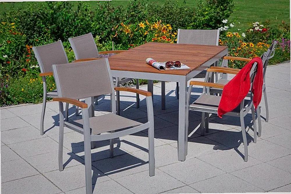 MX Alu Gartenmöbel Set Naxos 7tlg. Esstisch Balkonmöbel Terrassenmöbel