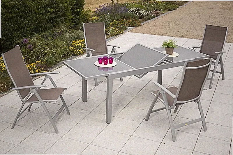 MX Alu Gartenmöbel Set taupe 5tlg. Balkonmöbel Terrassenmöbel Esstischgruppe