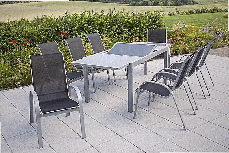 MX Gartenmöbel Amalfi 9tlg. schwarz Alumöbel Terrassenmöbel Gartengarnitur