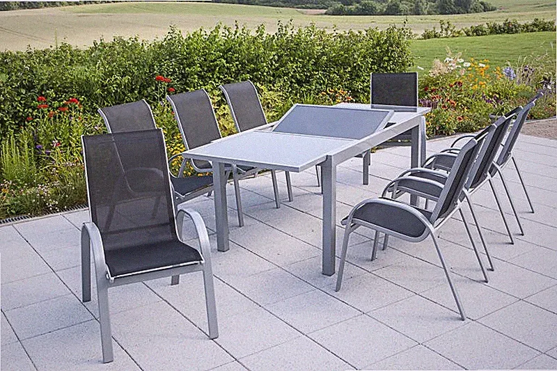 MX Gartenmöbel Amalfi 9tlg. schwarz Alumöbel Terrassenmöbel Gartengarnitur