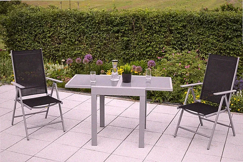 MX Gartenmöbel Amalfi schwarz 3tlg. Esstischgruppe Balkonmöbel Terrassenmöbel