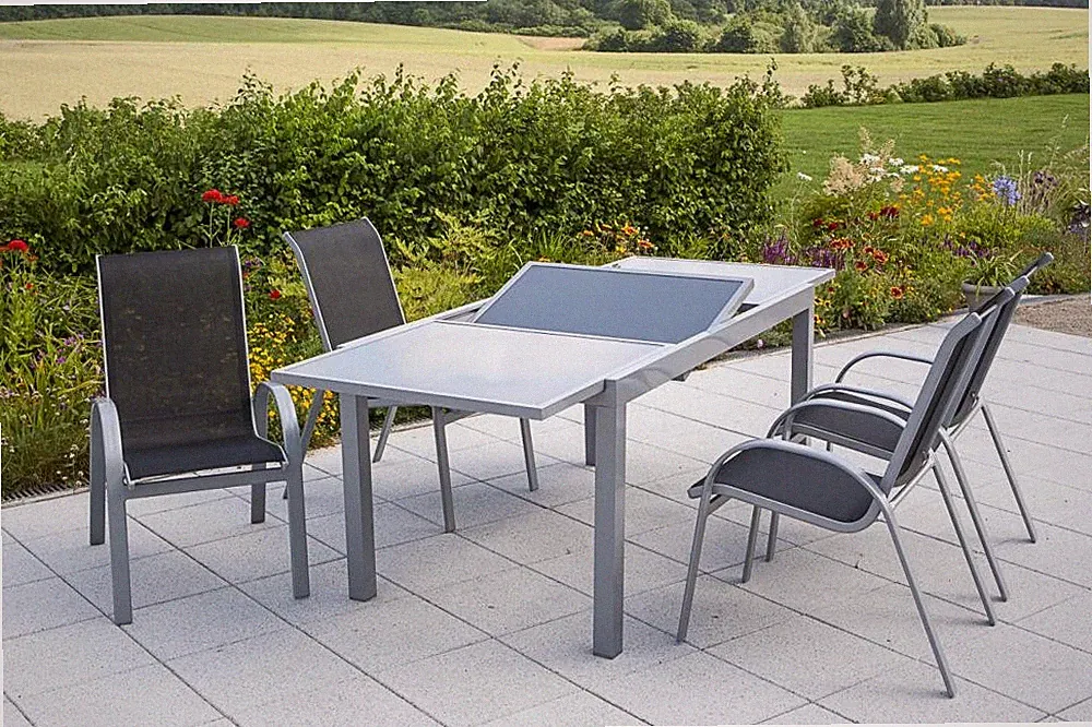 MX Gartenmöbel Amalfi schwarz 5tlg. Esstischgruppe Balkonmöbel Terrassenmöbel