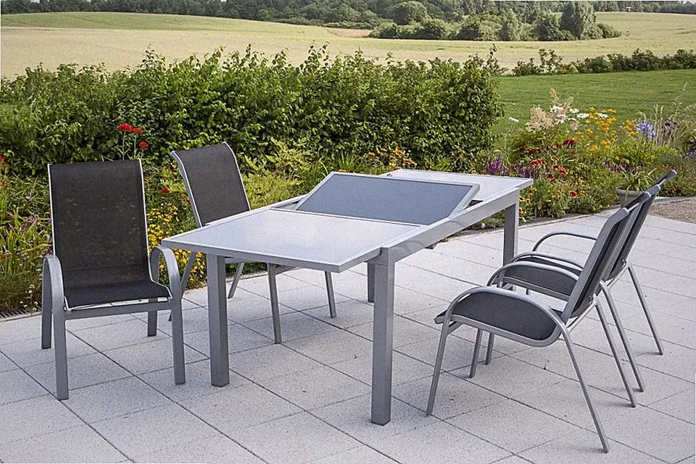 MX Gartenmöbel Amalfi schwarz 5tlg. Esstischgruppe Balkonmöbel Terrassenmöbel