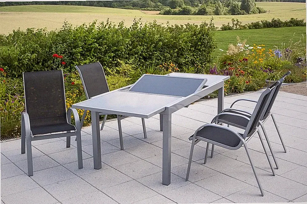 MX Gartenmöbel Amalfi schwarz 5tlg. Esstischgruppe Balkonmöbel Terrassenmöbel