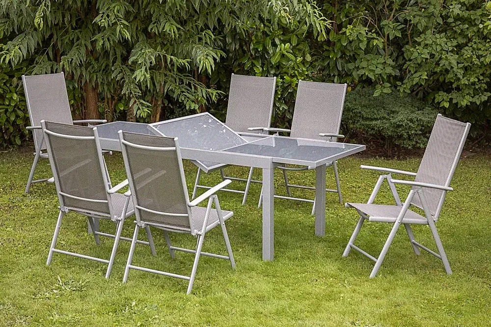 MX Gartenmöbel Amalfi Set 7tlg. Terrassenmöbel Gartengarnitur Alumöbel Tisch