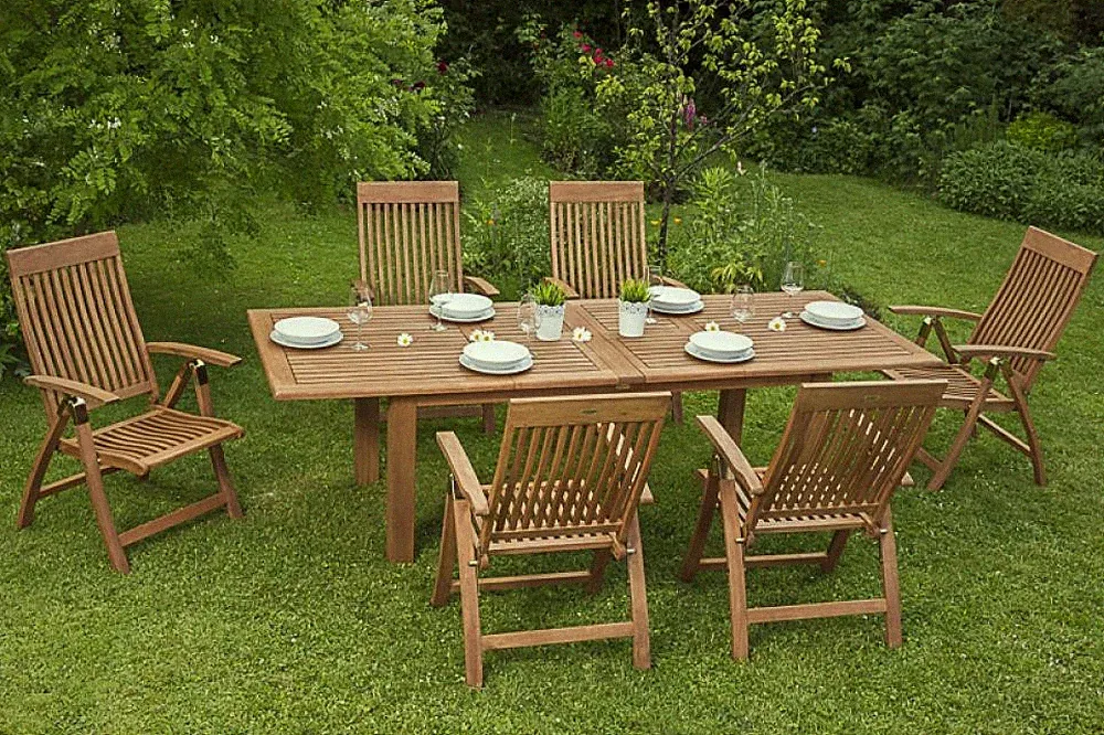MX Gartenmöbel Set Comodoro 7tgl. Holz Terrassenmöbel Esstischgruppe Balkonmöbel