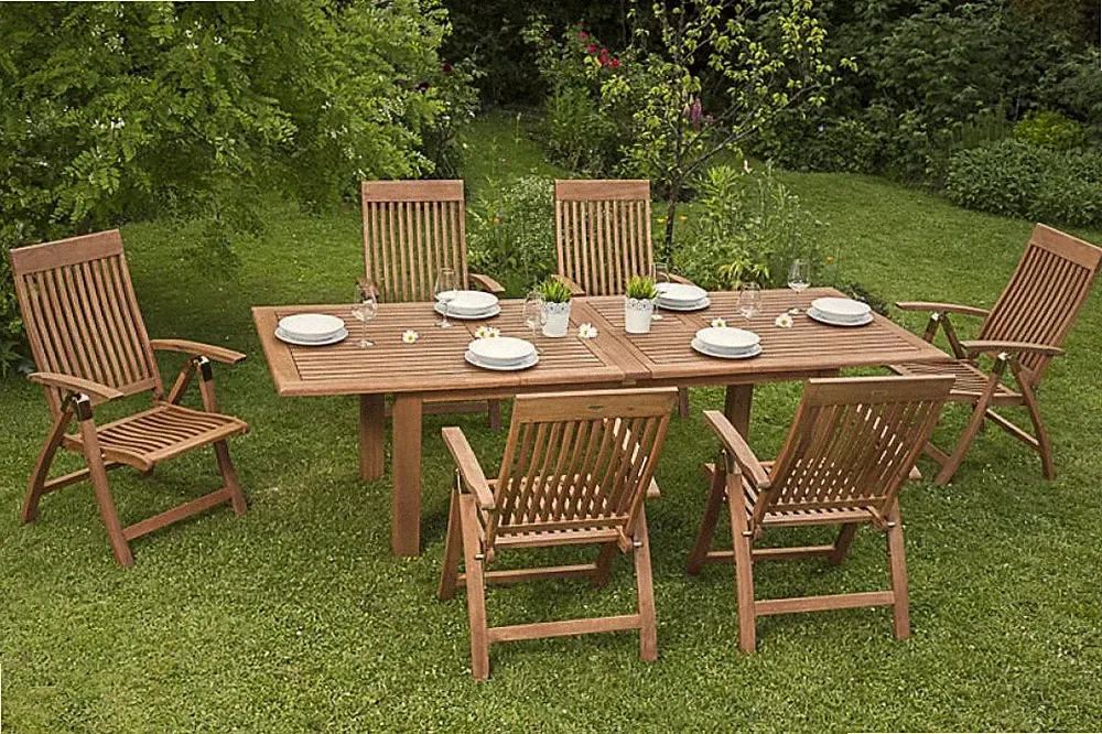 MX Gartenmöbel Set Comodoro 7tgl. Holz Terrassenmöbel Esstischgruppe Balkonmöbel