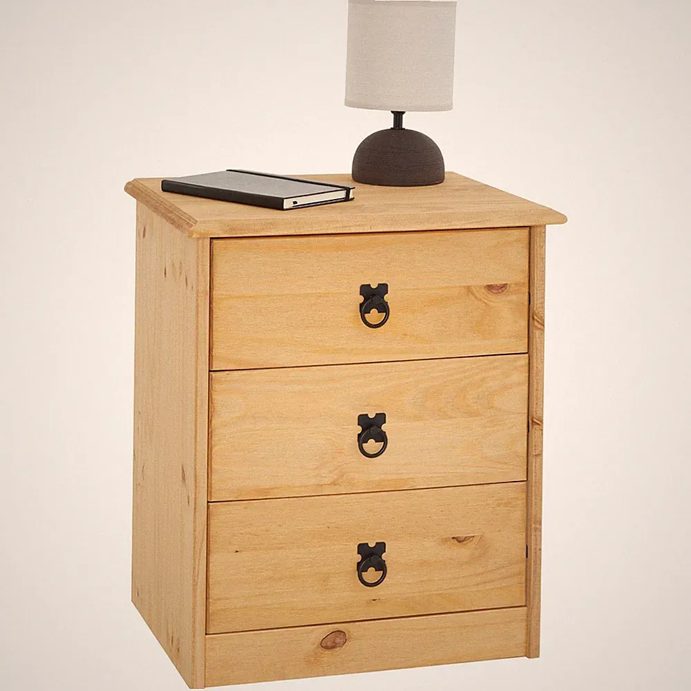 Nachttisch Nachtkommode für Boxspringbett aus Kiefer mit Schubladen Landhausstil