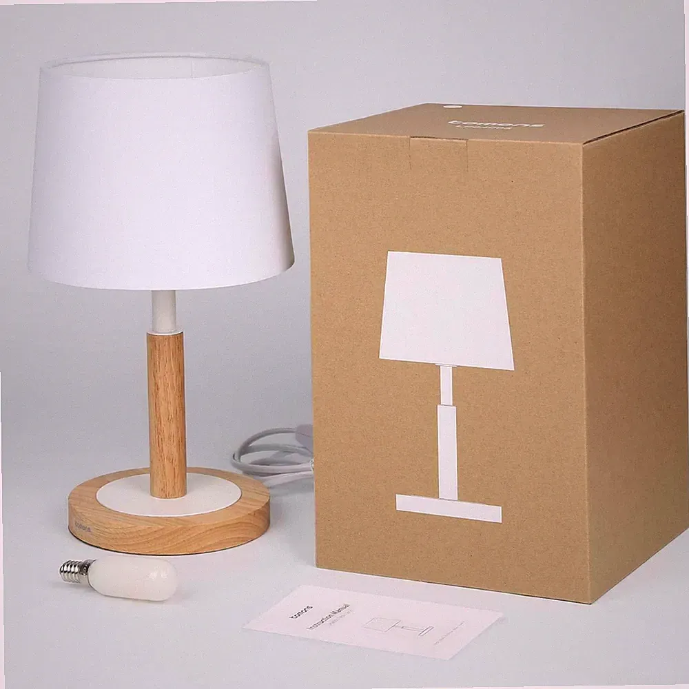 Nachttischlampe Dimmbar aus Holz LED Tischlampe, Schreibtischlampe Schlafzimmer