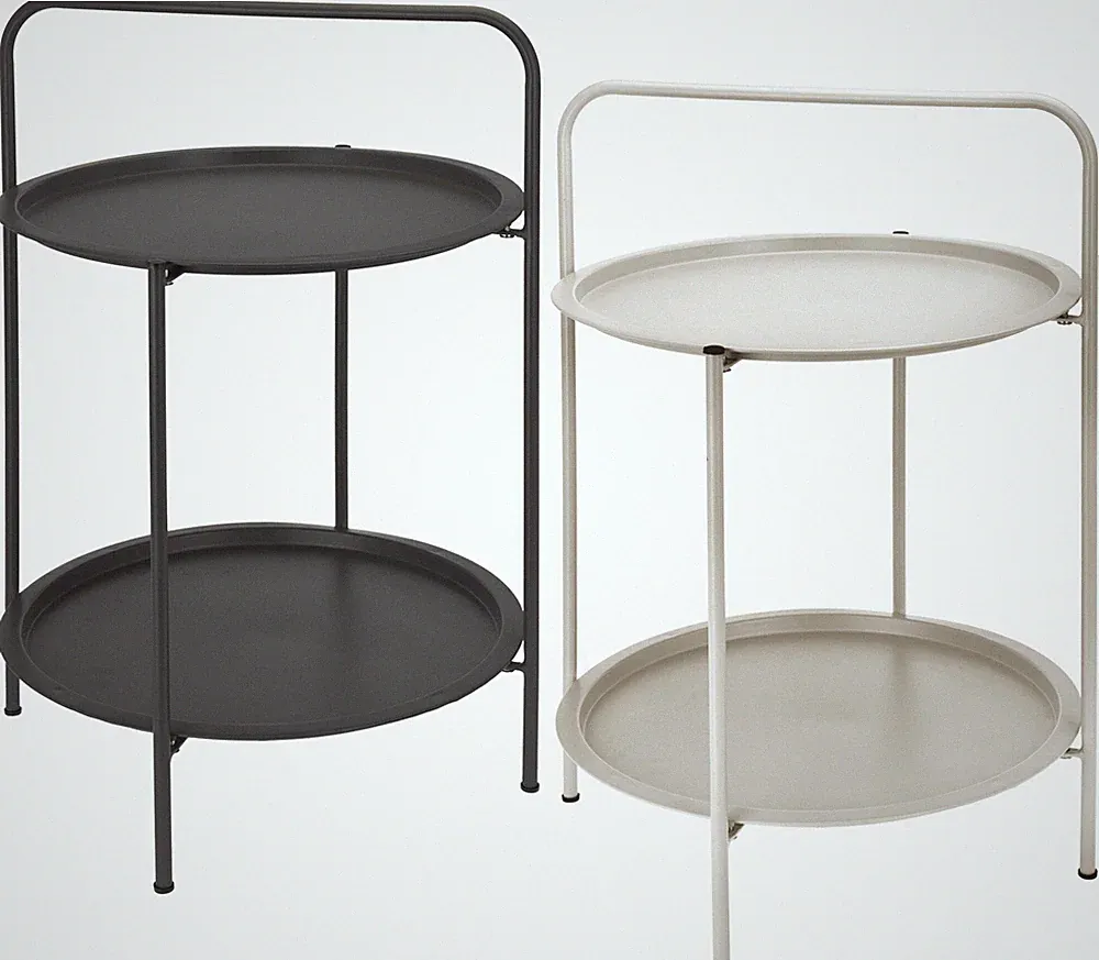 Outdoor Beistelltisch RAGNA mit 2 Etagen - Ø: 50 cm H: 66 cm Scandi Gartentisch