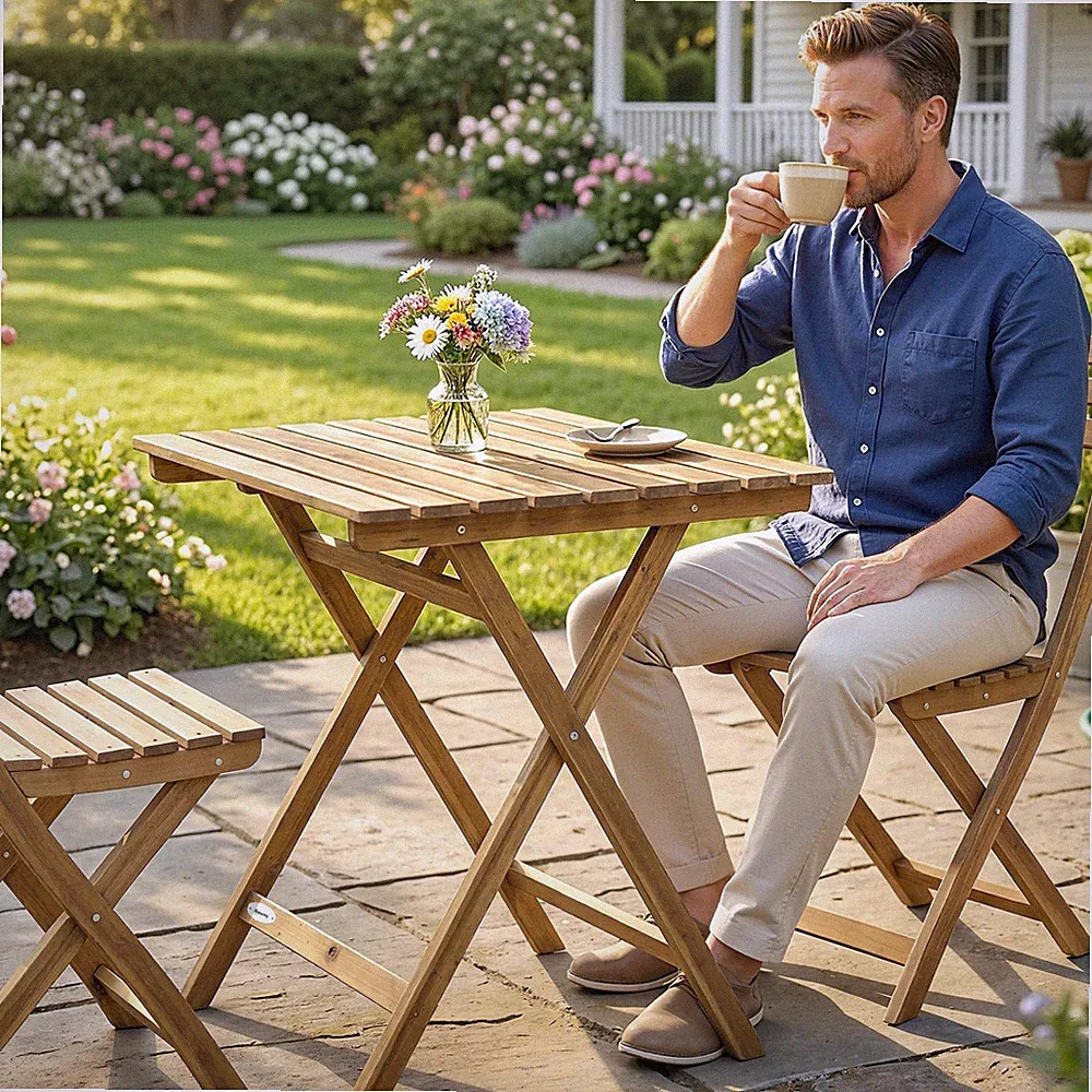 Outdoor Couchtisch klappbar Holz Gartentisch Naturholz