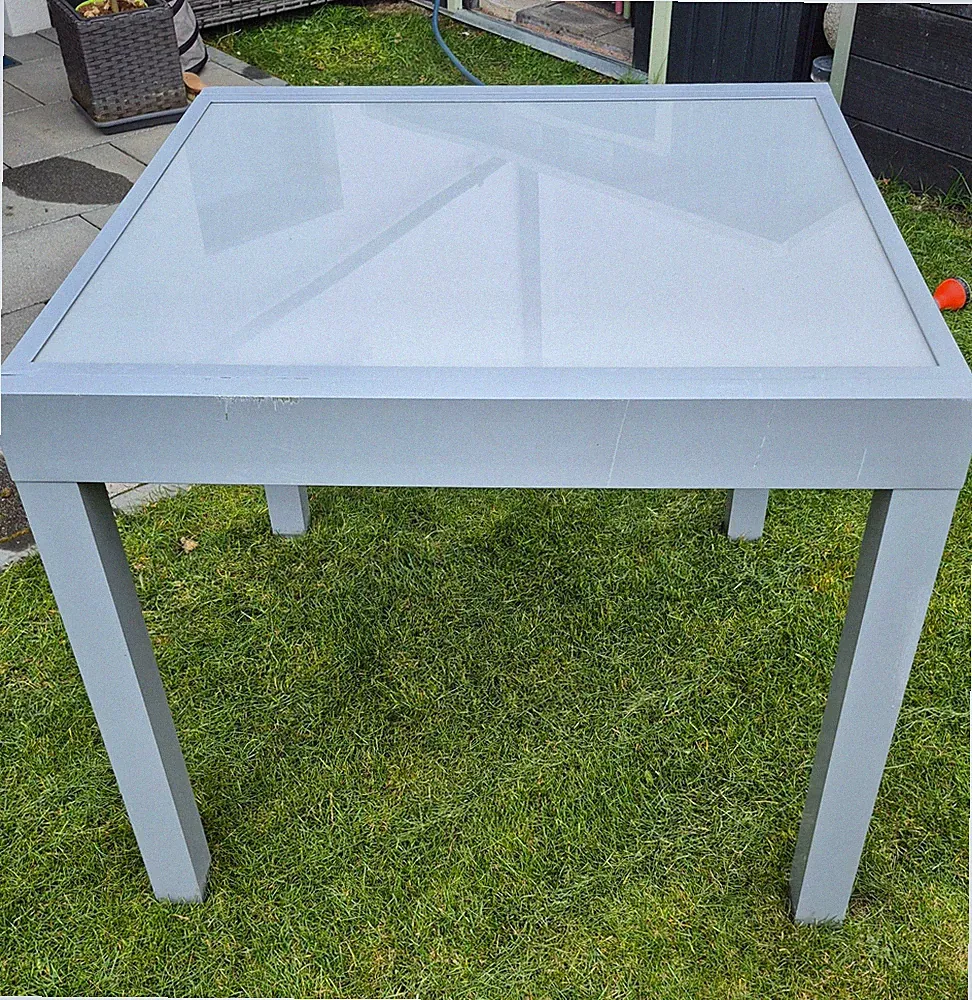 outdoor Gartentisch 90x90 cm ausziehbar Aluminium/Glas