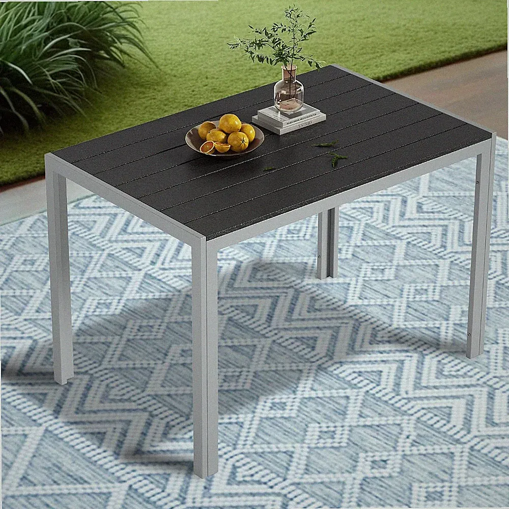 Outdoor Gartentisch für 6 Personen Esstisch 110 x70cm Alu Balkontisch Wetterfest