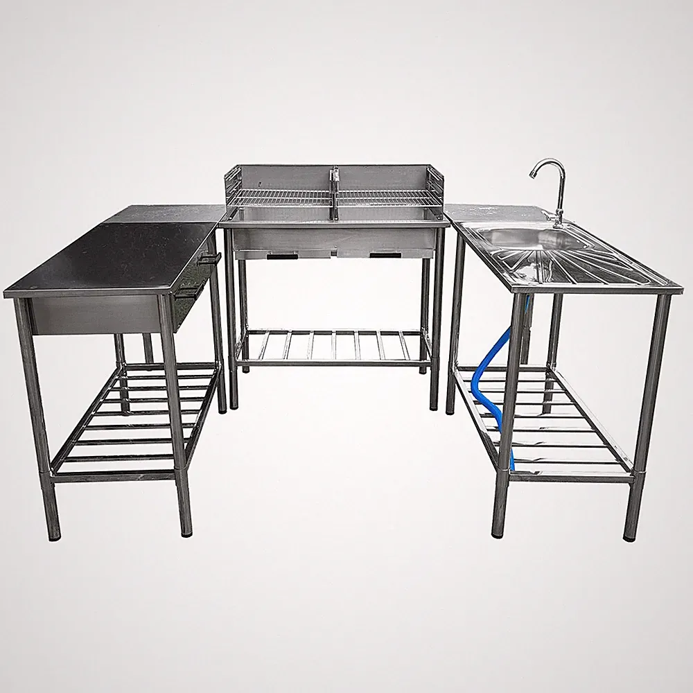 Outdoorküche Edelstahl - Arbeitstisch, Grilltisch, Spülbecken - Gartenküche