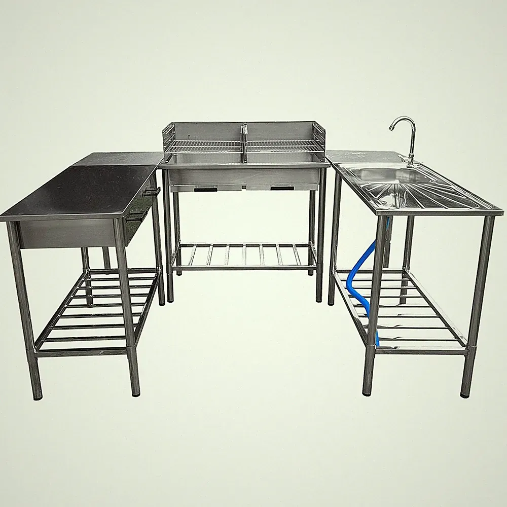 Outdoorküche Edelstahl - Arbeitstisch, Grilltisch, Spülbecken - Gartenküche