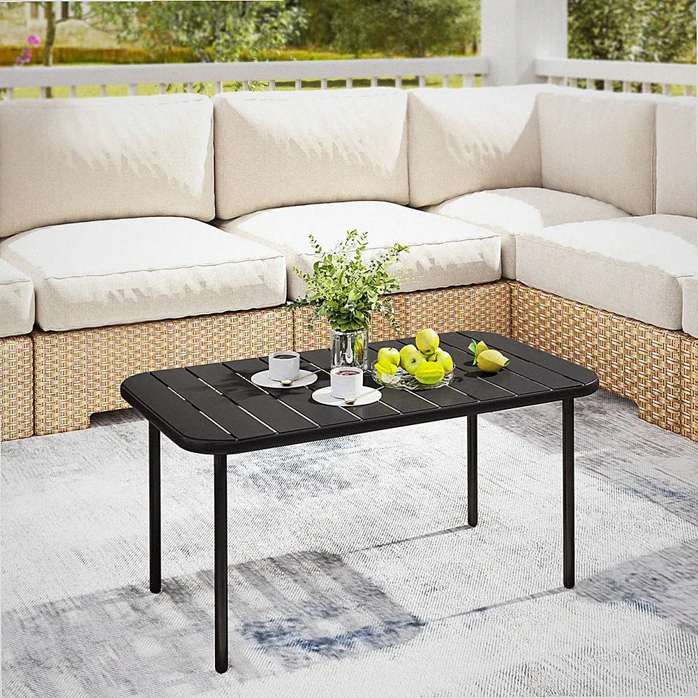 Outsunny Beistelltisch Balkontisch aus Stahl Rechteckig für Balkon, 90x50x43 cm