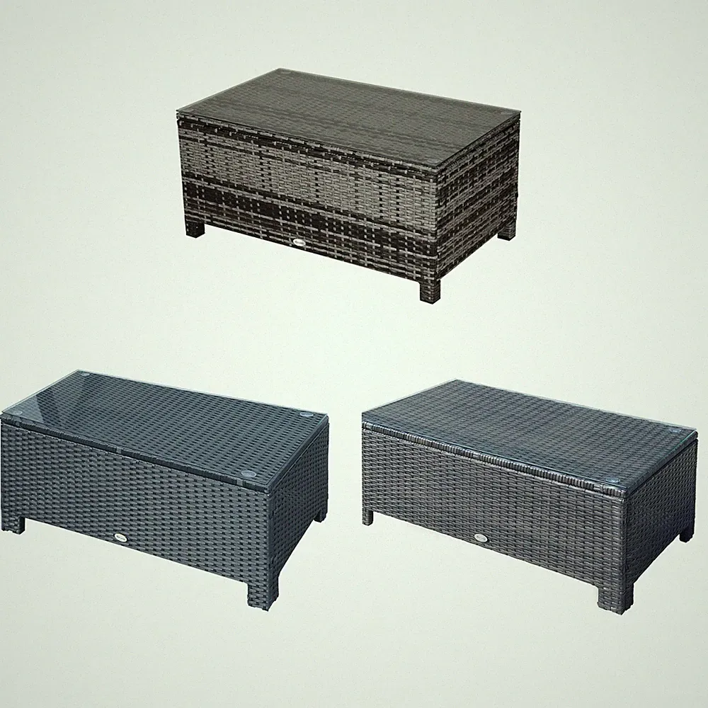 Outsunny Garten Beistelltisch Couchtisch Gartentisch Balkontisch PE-Rattan