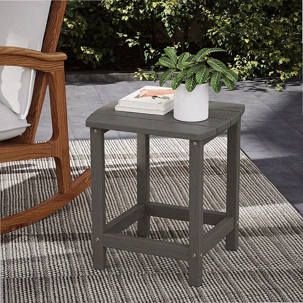 Outsunny Gartentisch 48 x 37 x 46 cm, Wetterfest Balkontisch aus HDPE, Grau