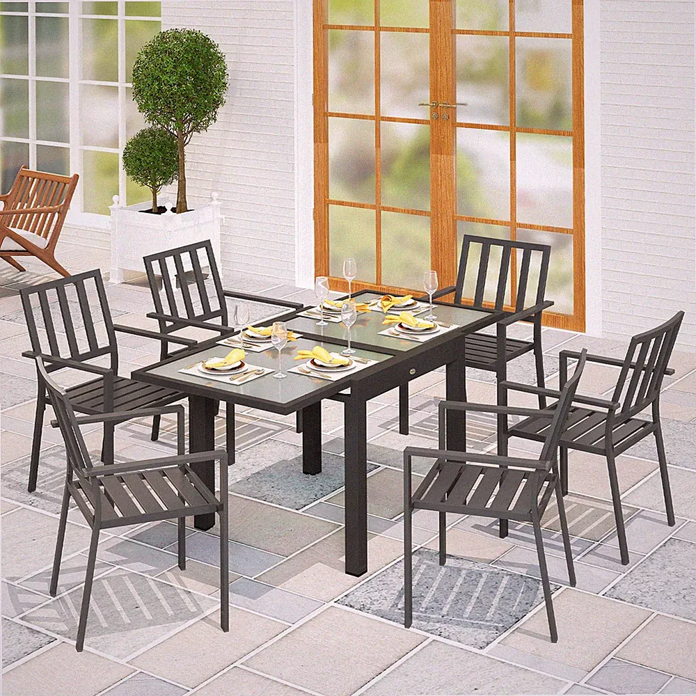 Outsunny Gartentisch ausziehbar Aluminium 160x80 cm Wetterfest Buffettisch