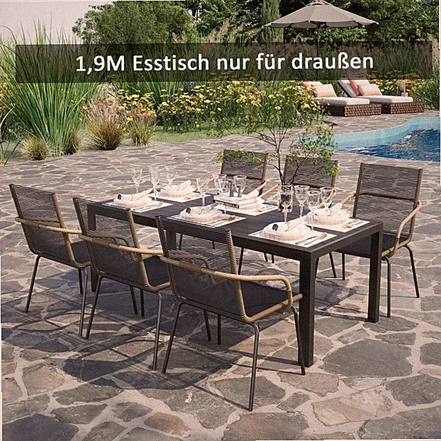 Outsunny Gartentisch Beistelltich Esstisch Garten WPC Tisch Gartenmöbel Alu 72cm