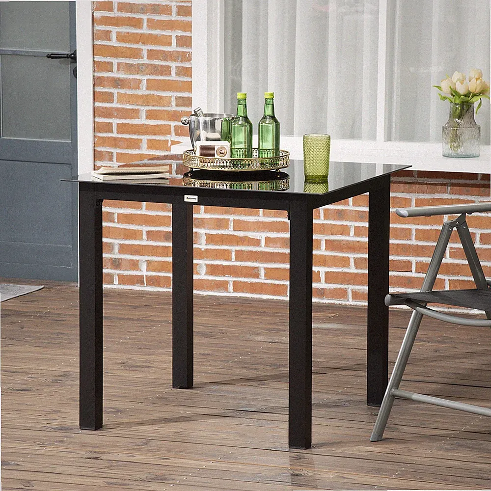 Outsunny Gartentisch Esstisch für Garten Balkontisch für 4 Personen Schwarz