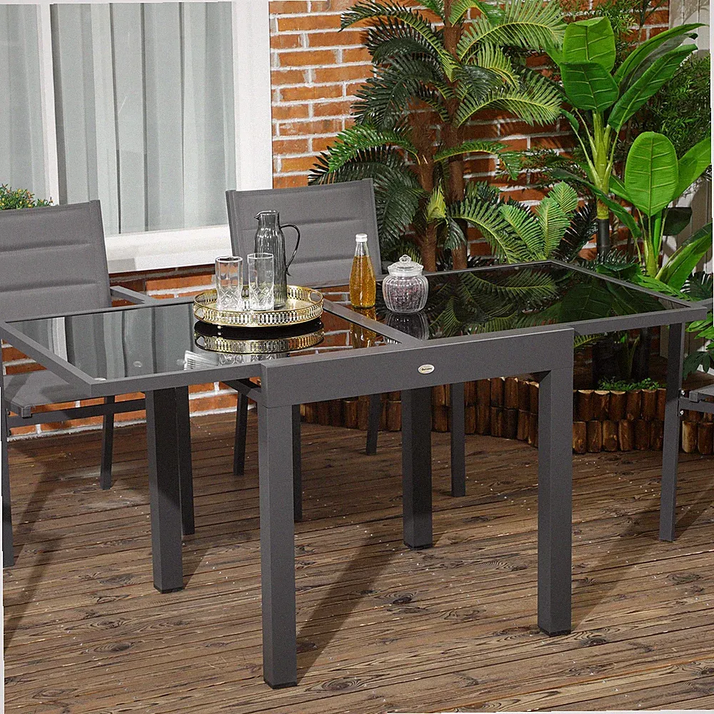 Gehärtetes Glas Ausziehbarer Gartentisch