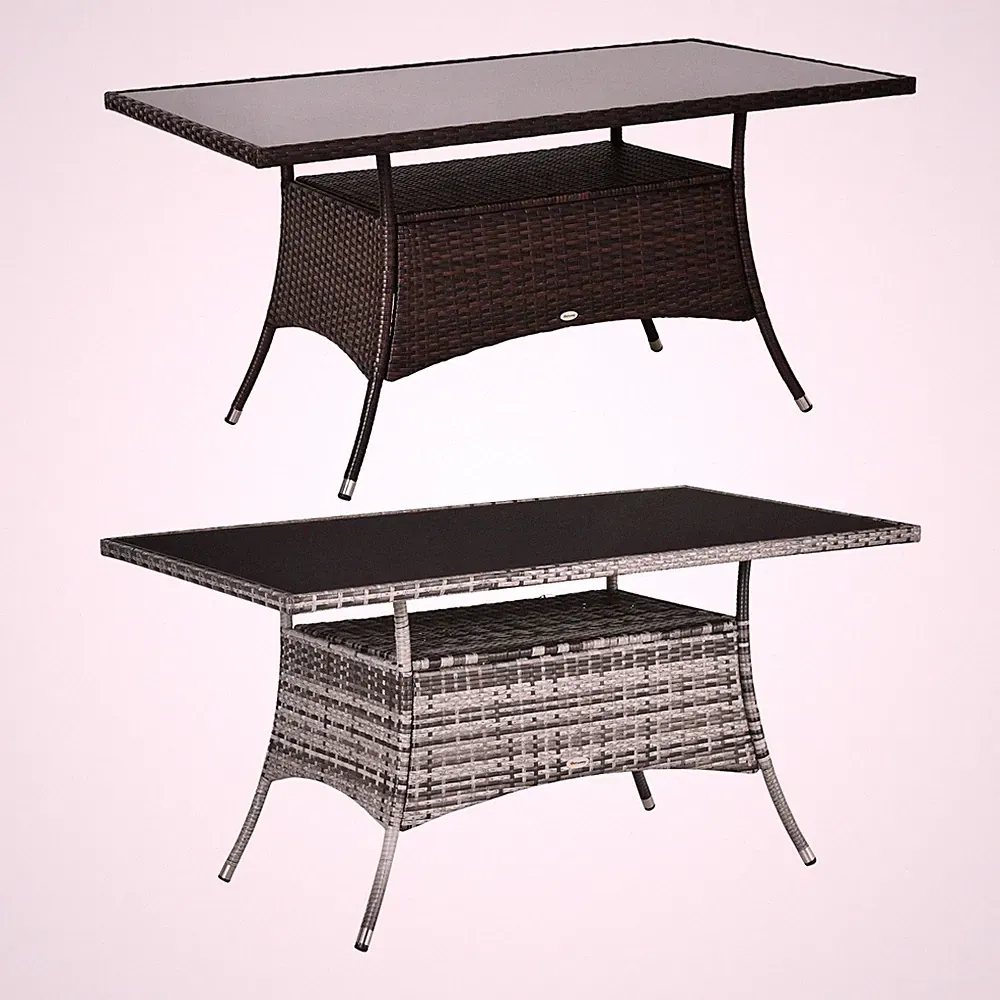 Outsunny Gartentisch Glastisch Esstisch Gartenmöbel Tisch Metall 150x85x74cm
