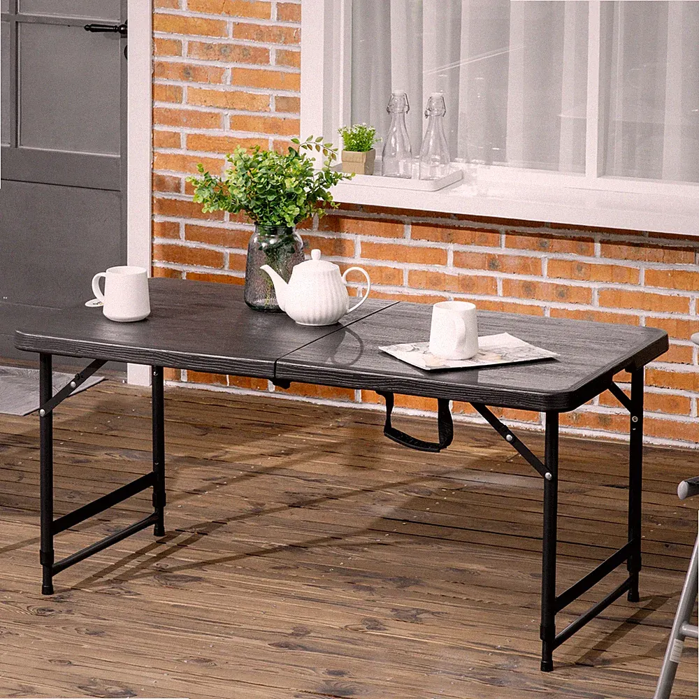 Outsunny Gartentisch, Höhenverstellbarer Klapptisch für 4 Personen 118x60x74 cm
