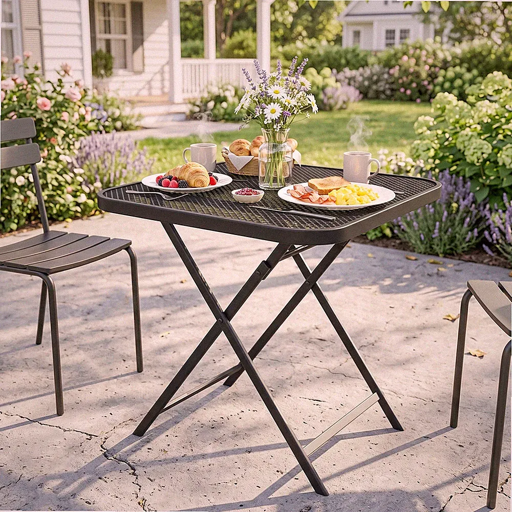 Outsunny Gartentisch klappbar 70 x70 cm, Wetterfest Balkontisch Schwarz