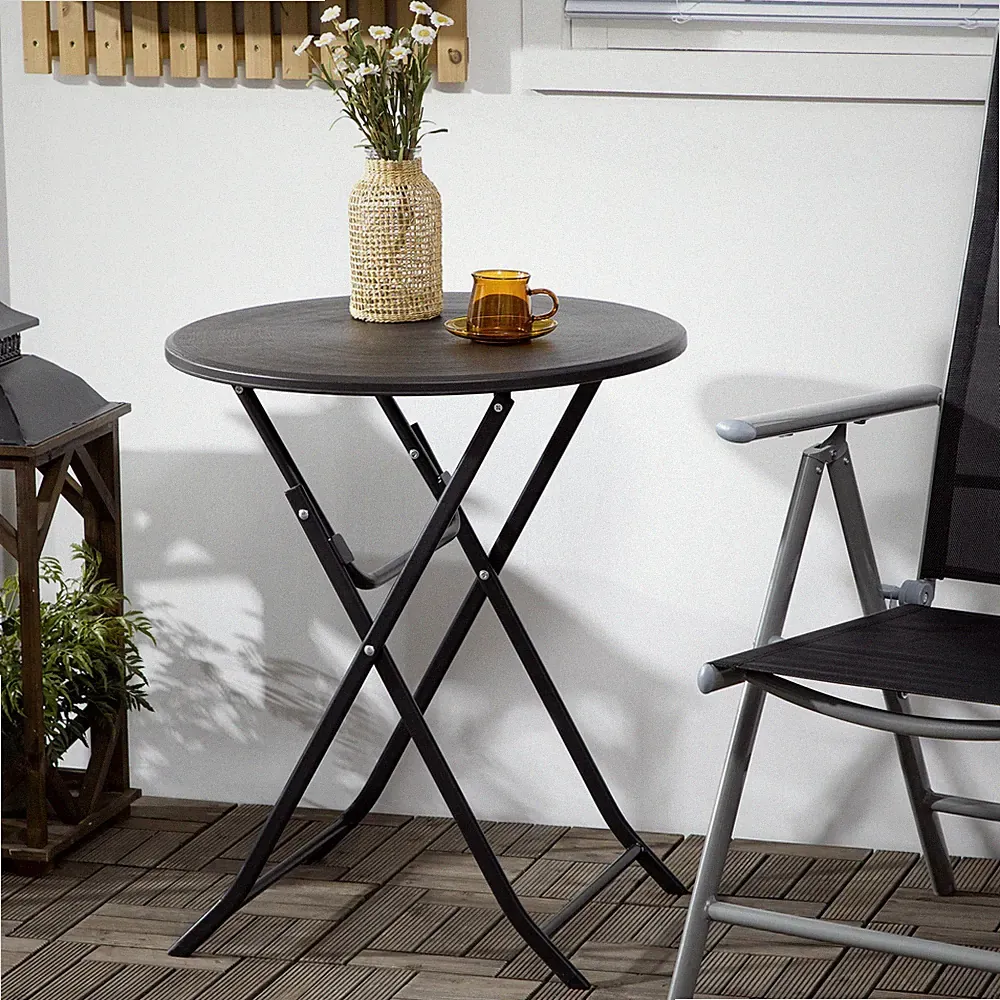 Outsunny Gartentisch, Runder Klapptisch, Ø60 cm Beistelltisch für 2 Personen