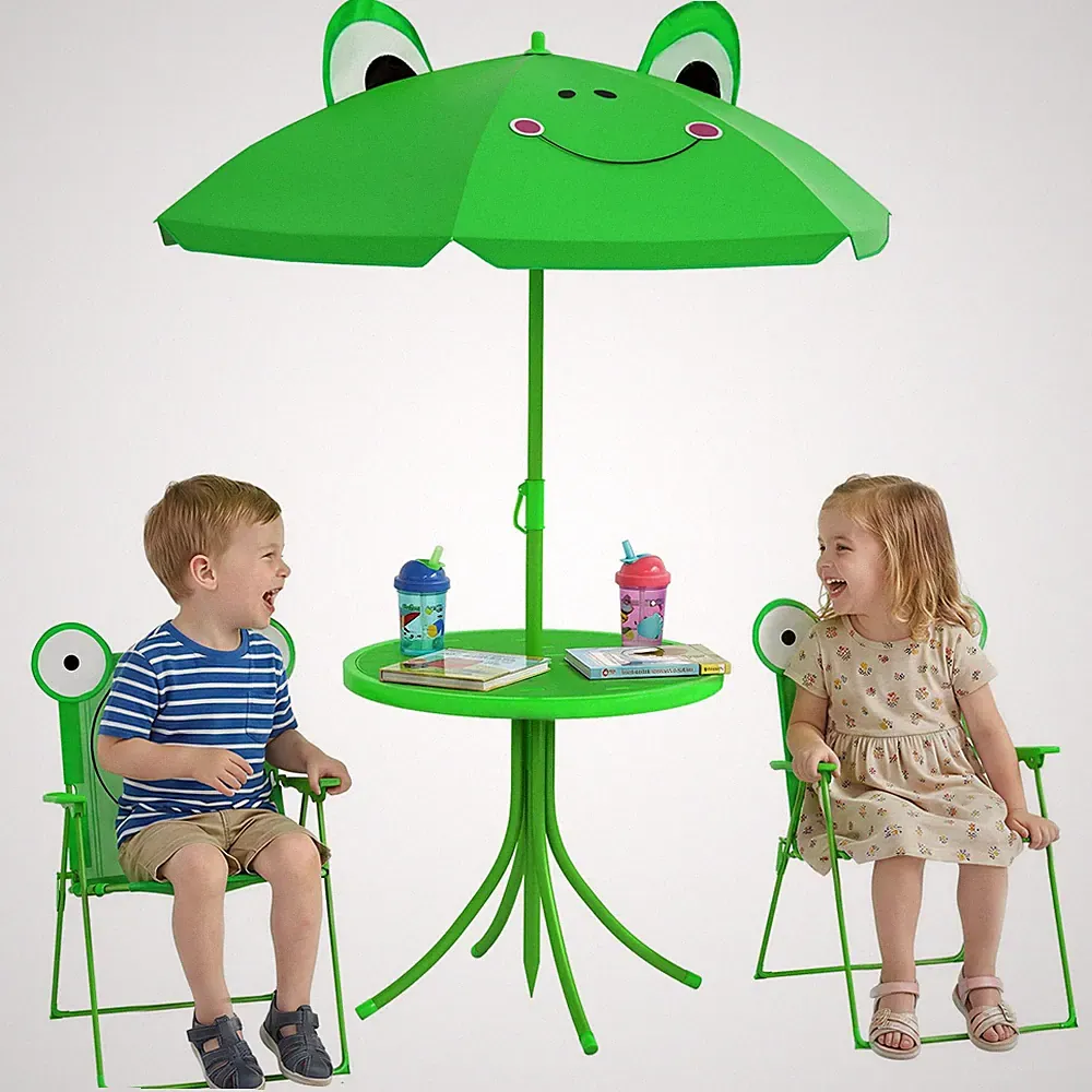 Outsunny Kinder Outdoor Tisch und Stühle Garten 50 x 50 x 46 cm, grün