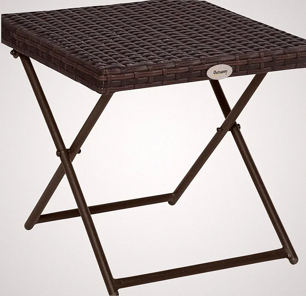 Outsunny Polyrattan Beistelltisch Gartentisch klappbar Couchtisch Gartenmöbel
