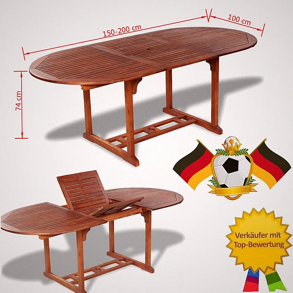 Patio Akazienholz Gartentisch Ausziehbar Tisch Esstisch Gartenmöbel Holztisch