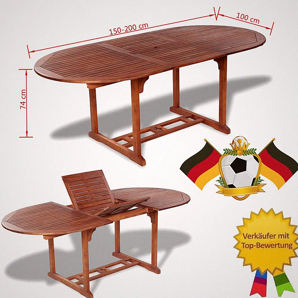 Patio Akazienholz Gartentisch Ausziehbar Tisch Esstisch Gartenmöbel Holztisch
