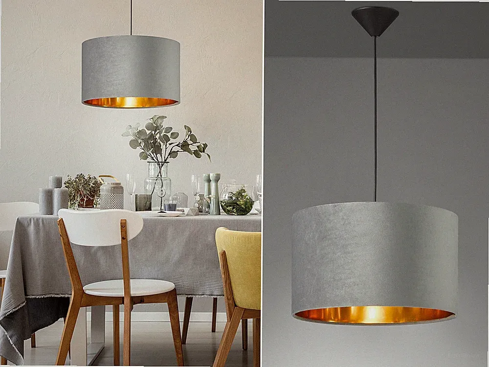 Pendelleuchten einflammig & Vintage Nachttischlampen Gold mit Lampenschirm Samt