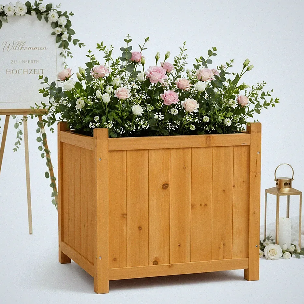 Pflanzkasten Blumentrog Blumentopf Garten Blumenkübel Holz Übertopf eckig