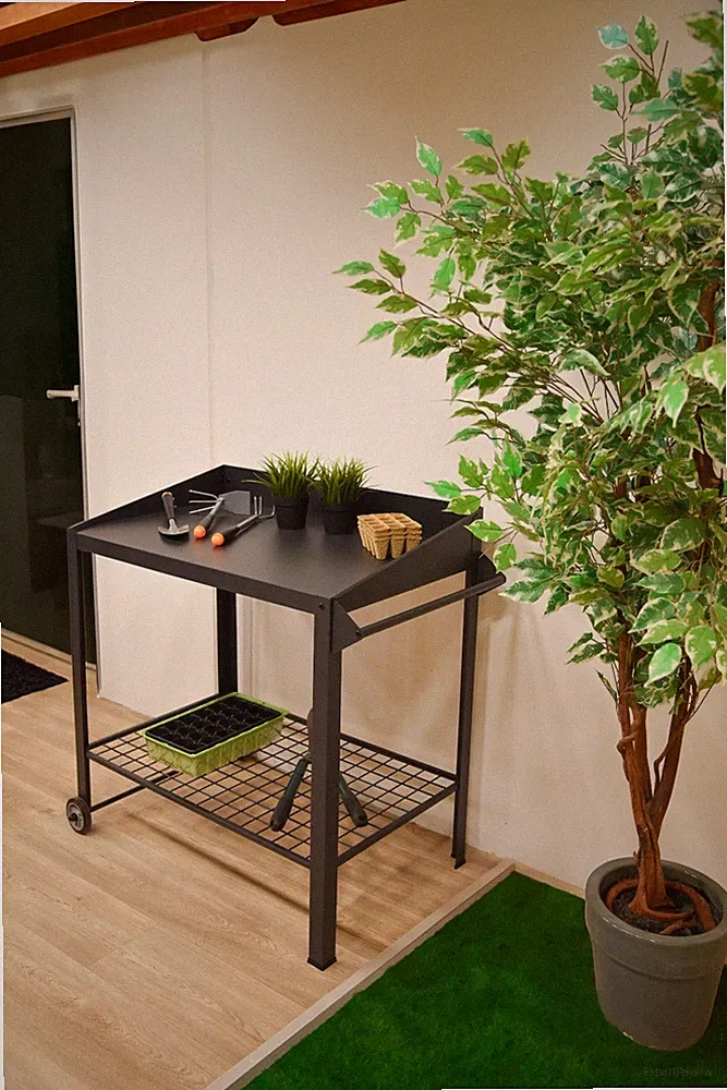 Pflanztisch Diana mit Rollen Anthrazit Gartenschrank Gärtnertisch Outdoorküche