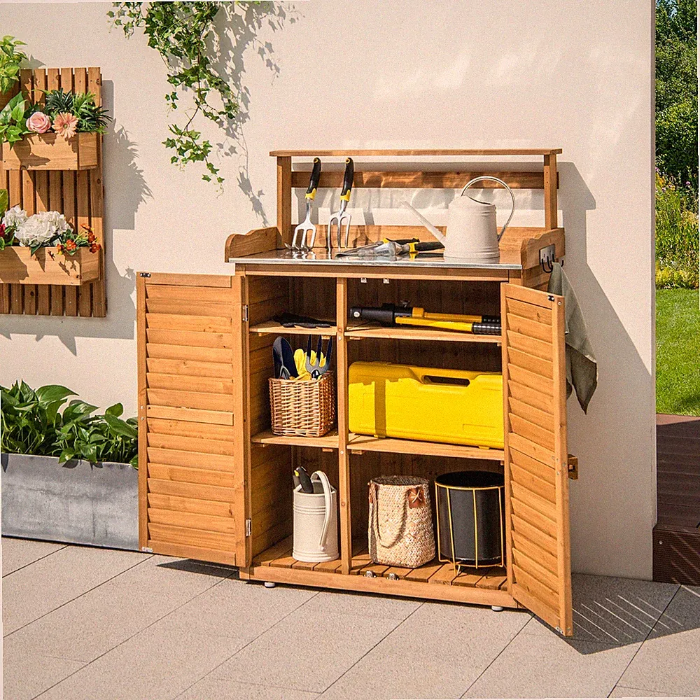 Pflanztisch Holz Gärtnertisch Gartenschrank Garten Arbeitstisch