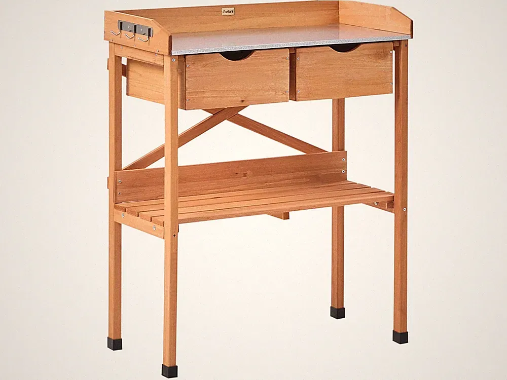Pflanztisch mit Stauraum Tannenholz hellbraun 79x37x89 cm Schubladen Ravanusa