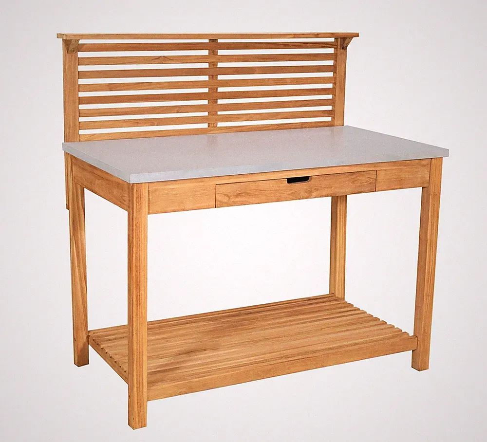 PflanztischTeakholz Outdoor Hampton inkl. Schublade Gartentisch Balkontisch Holz