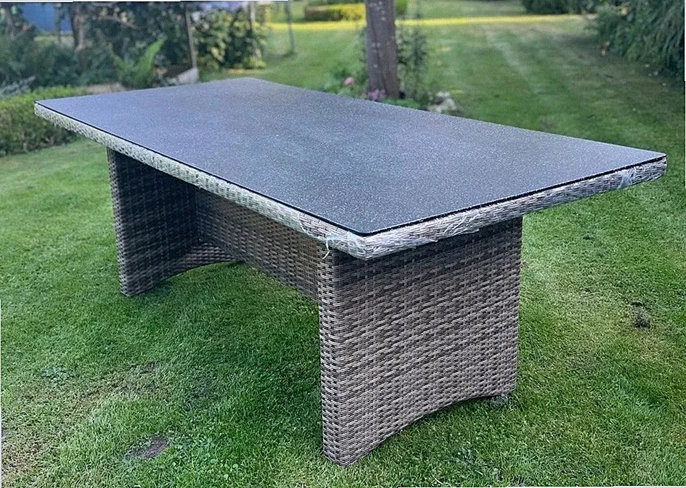 Ploß Jardel Gartentisch Polyrattan Geflecht , Steinoptik Cappuccino