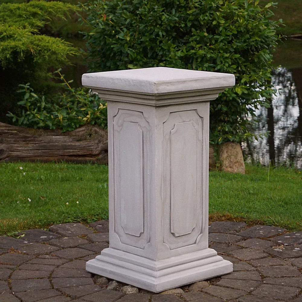 Podest 39 x 39 cm Sockel Steinsäule 72 cm 100 kg Grau Weißbeton frostsicher