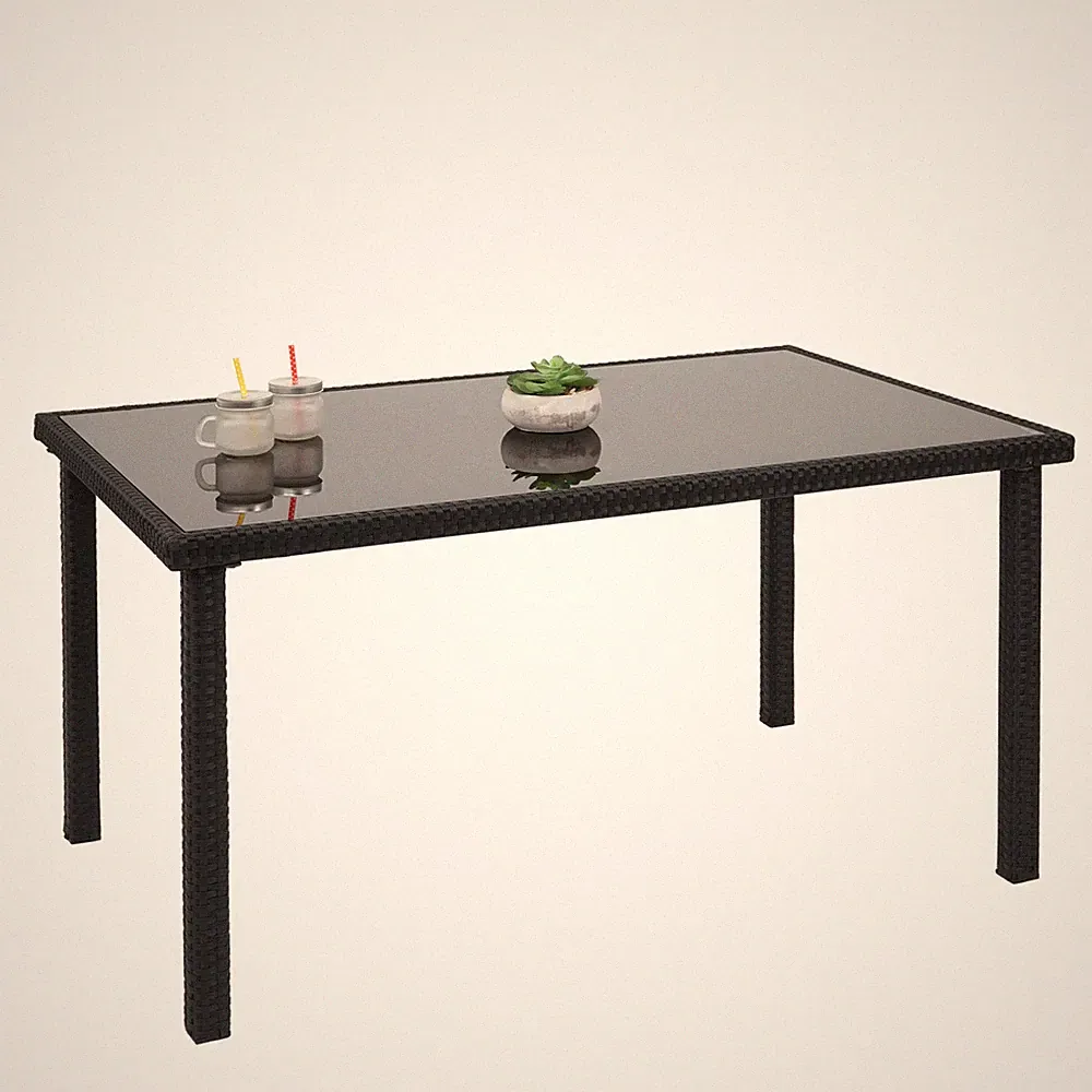 Poly-Rattan Tisch Gartentisch Esstisch HWC-G19, 120x75cm schwarz